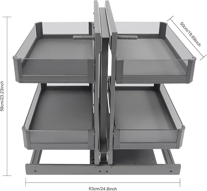 Gdrasuya10 Modern Blind Corner Cabinet Pull Out Organizer, 15" Opening Blind Cabinet Organizer 2 Tier Pull Out Shelf Organiser for Kitchen Cabinét Slide Out Organiser for Right or Left Open
