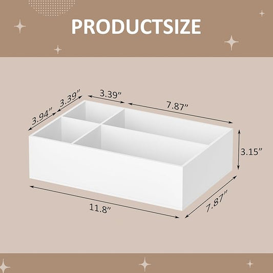 White Coffee Station Accessories Organizer, Countertop Acrylic Coffee Bar Tray for Tea Bags, Condiments, Cups, Jars