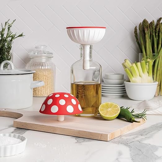 OTOTO Mushroom - Foldable Small Kitchen Funnel with Wide Mouth for Jars. Bottle Liquid Transfer - Silicone, 100% Food Safe, BPA Free, Dishwasher Safe