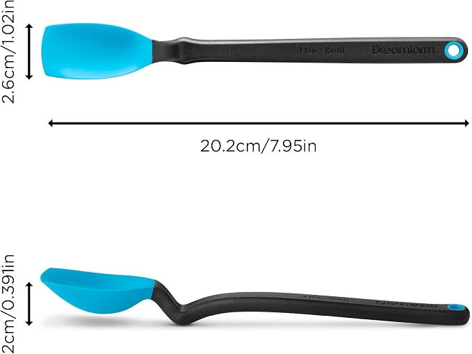 Dreamfarm Mini Supoon Non-Stick Sit-Up Silicone Scraping Cooking Spoon, Jar Scraper Measures 5ml Tsp - 8" Dreamfarm Blue
