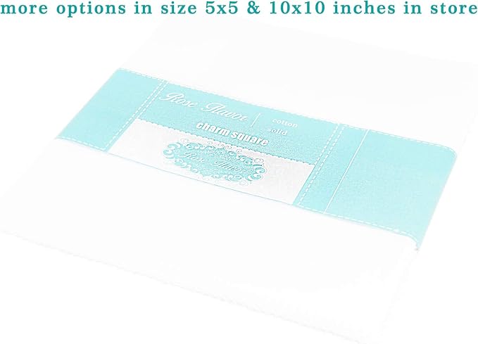 Pre-Cut Solid Bleach White Charm Packs Cotton Square Bundle 10x10 Inch Quilting Cloth,DIY for Sewing Crafting 46 Pieces Rose Flavor