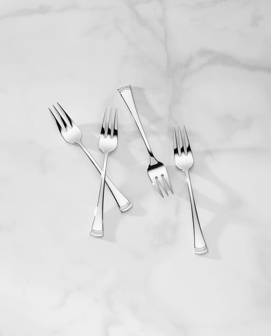 Lenox Silverware Set, Portola Cocktail Forks, Set Of 4, Service For 4, 18/10 Stainless Steel, Dishwasher Safe, Flatware Utensils, Cutlery, Forks Stainless Steel, Kitchen And Dining (Silver, 4 Piece)