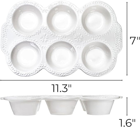 Hiceeden 2 Pack 6-Cup Ceramic Muffin Pan, Nonstick Cupcake Baking Pans with Handle, Ceramic Muffin Tin with Embossed Pattern for Muffin, Cupcake, White