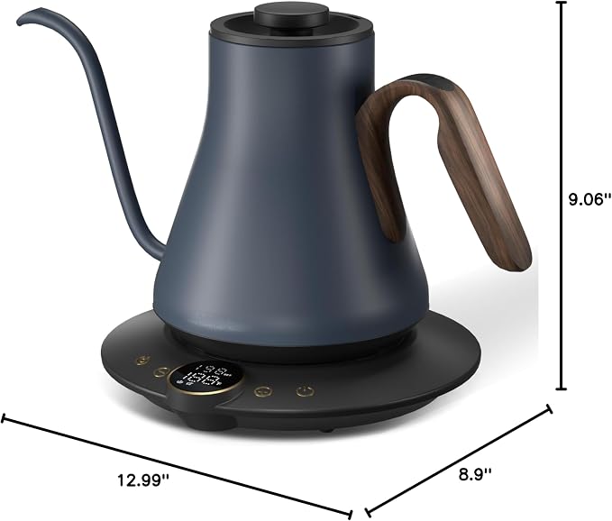 Cocinare Barista Collection Gooseneck Electric Kettle, ±1℉ Precise Temperature Control for Pour-Over Coffee & Tea, Quick Heating 1500W, Stainless Steel Interior, 0.9L (Picasso Blue)