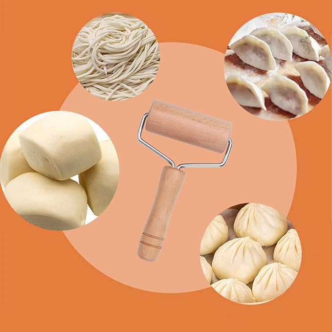 Small Rolling Pin Set of 2 - Mini Wooden Dough Roller with Ergonomic T-Handle for Baking, Pizza, Pasta & Crafts, Natural Solid Wood (5.4" & 6.3")