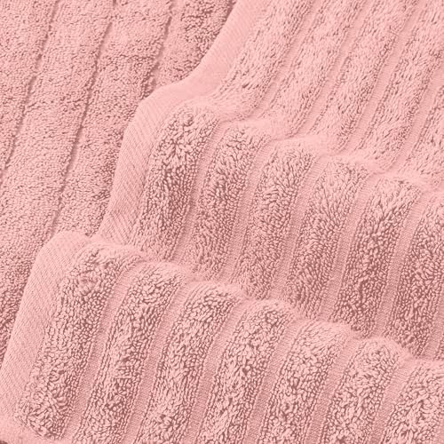Elegant Comfort 100% Turkish Cotton Corduroy Ribbed Luxury Bath Towels 6-Piece Set, Premium Feel - Quick Dry, Highly Absorbent, Contains 2 Bath Towels, 2 Hand Towels, and 2 Washcloths, Dusty Rose