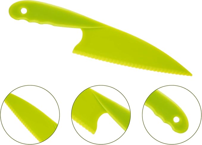 JOVITEC 8 Pcs Kid Cooking Kitchen Knife Set, Plastic Serrated Edges Children's Safe Chef Nylon Knives for Cutting Fruit Bread Cake Salad Lettuce Kids Cooking Supply(Multi Colors Square Knife)