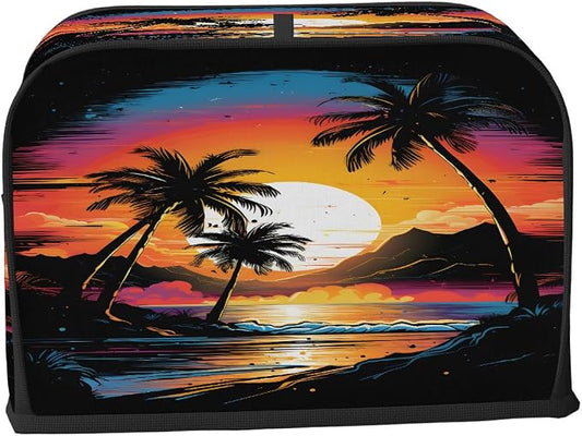 Toaster Cover 4 Slice Wide Slot Sunset Palm BeachBread Toaster Oven Dustproof Cover Small Appliance Kitchen Covers Dust and Fingerprint Protection for Women Gift 4 Slice