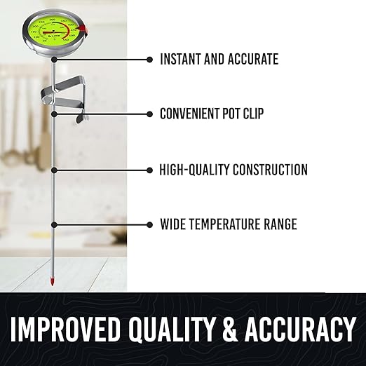 CRAFT911 Candy Thermometer with Pot Clip - Deep Fry Oil Thermometer for Frying and Candle Making (Lemon)
