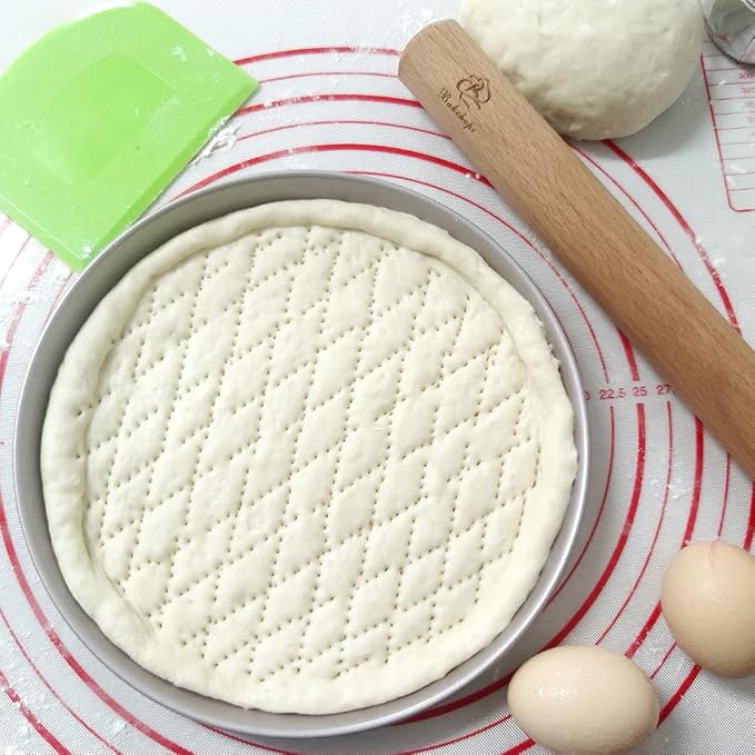 Rolling Pin for Baking Pasta Pizza Bread, Natural Beech Wood Dough Roller(15.75 Inches, dowel)