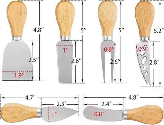 Cheese Knives Set - Cheese Knife, Cheese Spreader, Cheese Fork, Cheese Slicer, Cheese Cutter, Butter Knife – 6PCS Mini Stainless Steel Cheese Knives - Cheese Knife Set for Charcuterie Board