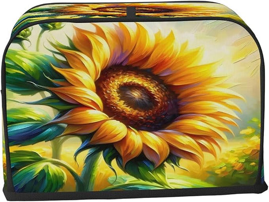 Toaster Cover 4 Slice Wide Slot Sunflower Floral FlowerBread Toaster Oven Dustproof Cover Small Appliance Kitchen Covers Dust and Fingerprint Protection for Women Gift 4 Slice