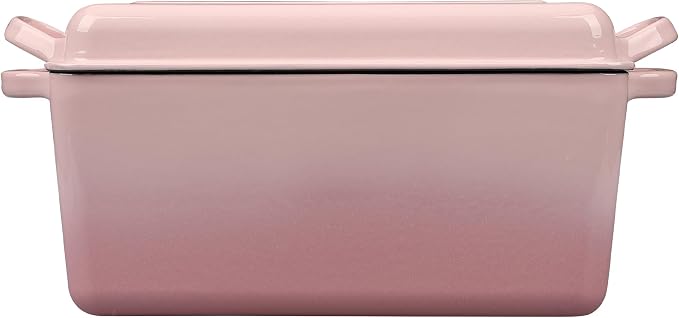 EDGING CASTING Enameled Cast Iron Dutch Oven, Oblong Bread Oven for Sourdough Bread Baking, Baking Pan, Dual Handles, Oven Safe, 4 Quart, Pink