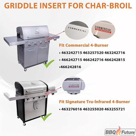 Full Size Griddle Insert with Spatula Set for Charbroil TRU Infrared 4 Burner 463242715 463255020 463242716 463257520 463276016 466242715, Flat Top for Charbroil Grill Replacement Parts G533-0009-W1