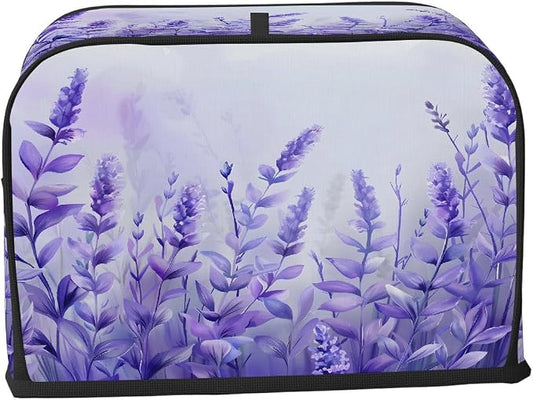 Flower Lavender Toaster Cover 2 Slice Wide Slot Washable Toaster Covers | Purple Art Dust and Fingerprint Protection Bread Maker Covers for Kitchen Accessories Decor Bakeware Women Gift