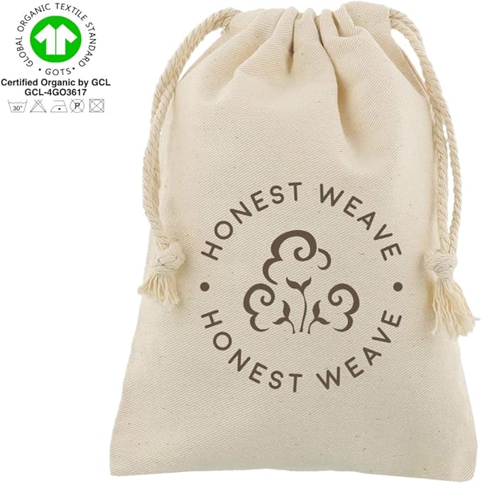 HONEST WEAVE GOTS Certified Organic Cotton Kitchen Hand and Dish Towel Sets - Oversized 20x30 inches, Fully Hemmed, in Designer Colors, 6-Pack, Dusty Blue Stripe