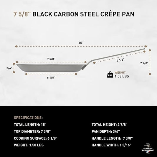 Matfer Bourgeat Black Carbon Steel Crêpe Pan, 7 5/8"