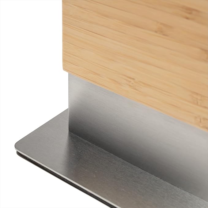Coninx Magnetic Knife Holder with display stand, Double Sided Strong Magnetic Knife block for Kitchen counter top, Universal empty storage Organizer Block (Bamboo Wood)