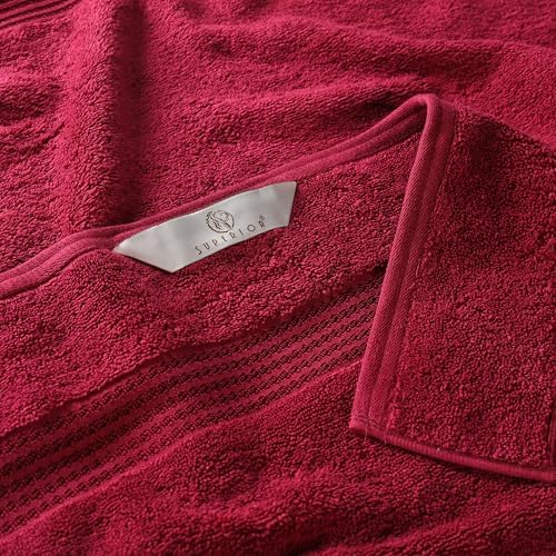 Superior Egyptian Cotton 6-Piece Towel Set, Bathroom Essentials, Towels For Bathroom, Apartment, Airbnb, Guest Bath, Face, Hand, Bath Towels, Washcloths, Absorbent, Fast Drying, Burgundy