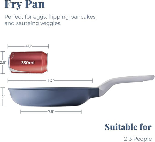 PRICUSIS Nonstick Ceramic Frying Pan, 8/10/12 Inch Non Toxic Skillet, Egg & Omelet & Chef's Pan, Induction Compatible, Dishwasher Safe,PTFE PFAS & PFOA Free (10 Inch, Gray)