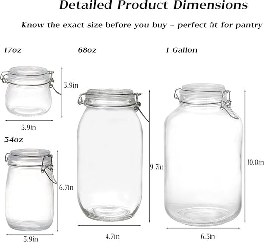 BJONKZ Glass Jars with Airtight Lids – Food Storage Containers with Preserving Seal Wire Clip Fatening, Glass Canisters for Kitchen Canning Flour, Cereal, Sugar, Beans (10oz*8)
