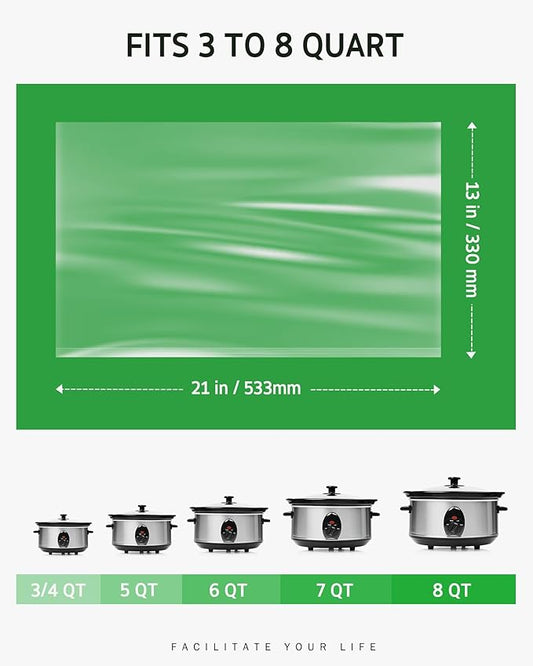 Syntus Slow Cooker Liners, 15 Count Cooking Bags Large Size Disposable Pot Liners Plastic Bags, Fit 3QT to 8QT for Slow Cooker Cooking Trays, 13"x 21", 15 Liners