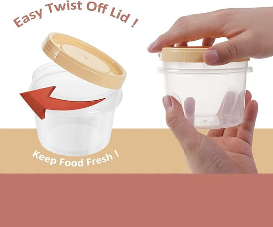 Screw Top Containers for Food 16 Oz, 20 Pack, 2 Cup Storage Containers with Lid, Reusable Twist Top Containers Twist Lock Stackable Round Twist Cap Plastic Freezer Container for Soup, 5-Color
