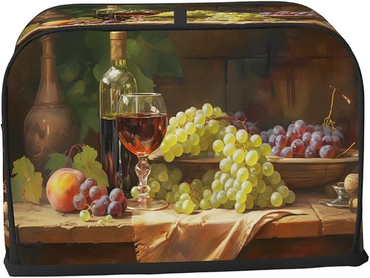 Red Wine Toaster Cover 2 Slice Wide Slot Washable Toaster Covers | Grapes Modern Dust and Fingerprint Protection Bread Maker Covers for Kitchen Accessories Decor Bakeware Women Gift
