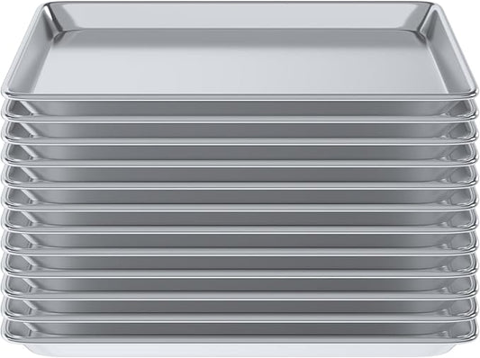 Pack of 12 | Size 13 in. x 18 in. Half Size Aluminum Bun. / Sheet Pan | Ideal for baking, roasting, cooling, prepping, or storing - a must-have in restaurants, bakeries, and busy kitchens.