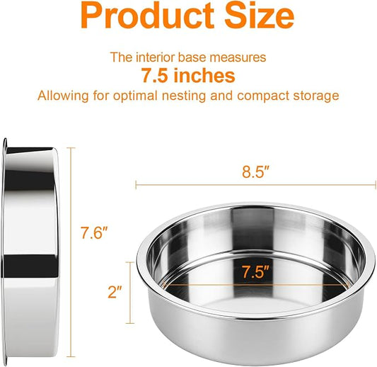 tifanso Set of 3 Stainless Steel Cake Pans - 8 Inch Round Layer Cake Baking Pan Molds, Stackable Even Heating Baking Set, Dishwasher Safe Bakeware Tins for Home Bakers, Birthday Party Wedding