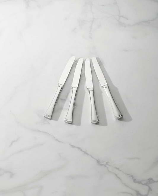 Lenox Portola Flatware Collection, 18/10 Stainless Steel Flatware & Silverware, Dinner Knife Set, 4-Piece