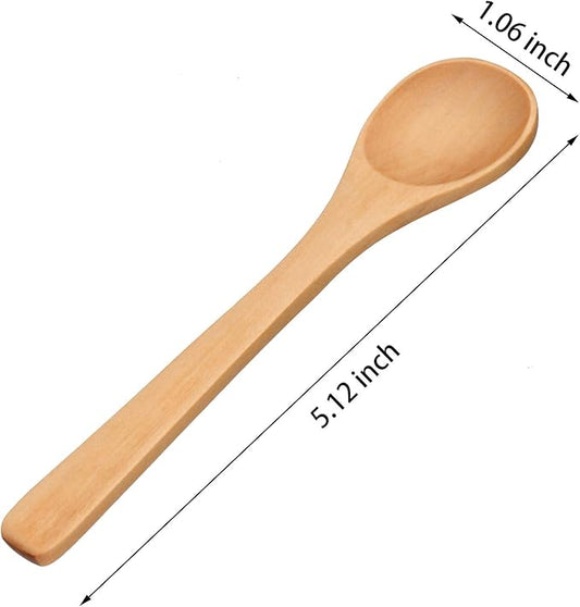 Boao 30 Pcs Small Wooden Spoons, 5.12'' L Mini Wood Spoons for Soup, Little Tiny Honey Teaspoons Bulk for Stirring Coffee Tea Jars Sugar Seasoning Oil Kitchen Supplies (Raw Lacquer)