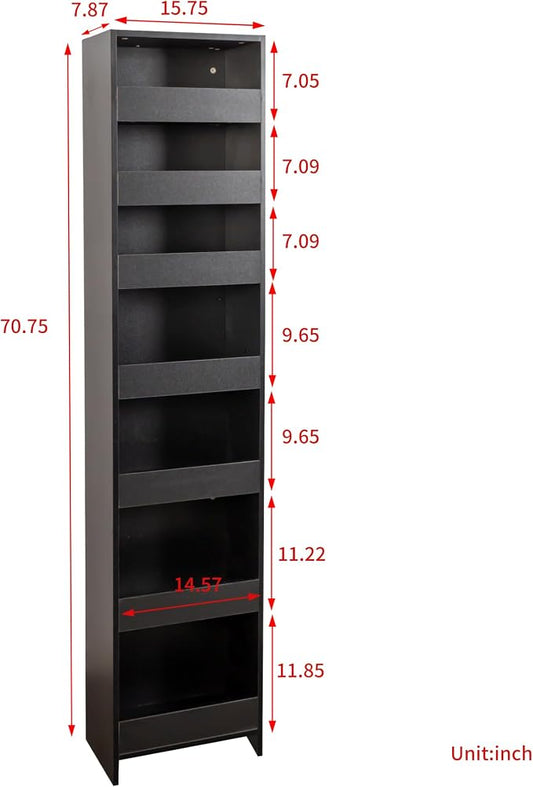7 Tier Expandable Pull Out Cabinet Organizer, Pull Out Spice Rack, Rolling Kitchen Pantry Storage Cabinet, Slide Out Shelf Cabinet Storage for Kitchen, Black