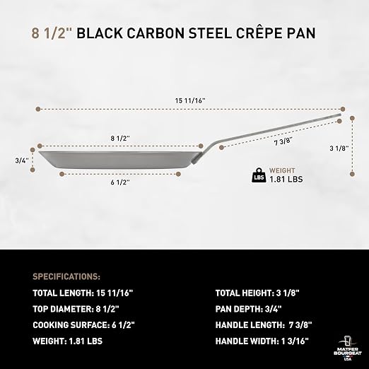 Matfer Bourgeat Black Carbon Steel Crêpe Pan, 8 1/2"