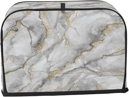 4 Slice Marble White Abstract Toaster Cover Waterproof Dust Fingerprint Bread Machine Cover Washable Kitchen Appliance Protector For Home Kitchen Bakeware Table Decor Women Gifts