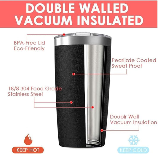 12Pack 20oz Tumbler Vacuum Insulated Travel Mug with Lids, Stainless Steel Double Wall Bulk Cup for Home, Office, Outdoor Suitable for Vehicle Cup Holders (Assorted Colors)