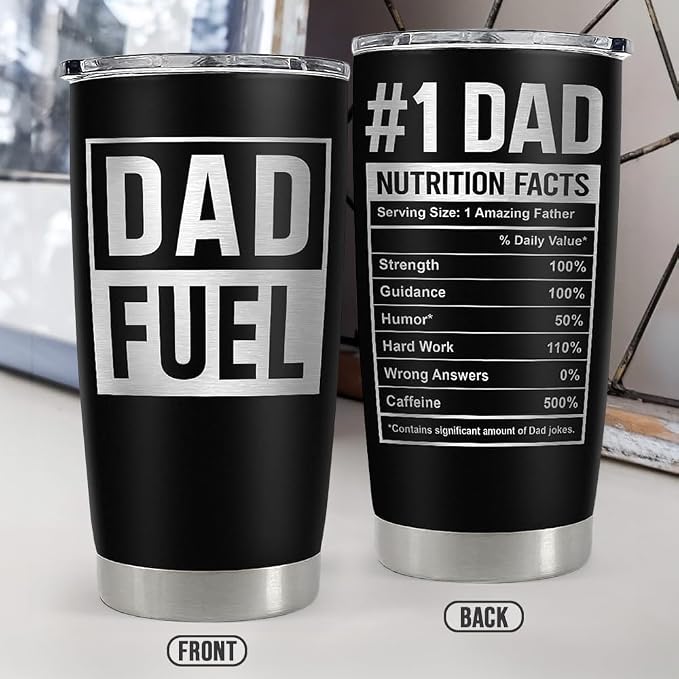 SANDJEST Dad Tumbler 20oz, Dad Fuel Cup Stainless Steel Insulated Tumblers, Coffee Mug Cups for Best Dads from Daughter Son, Gifts for Birthday Christmas Fathers Day