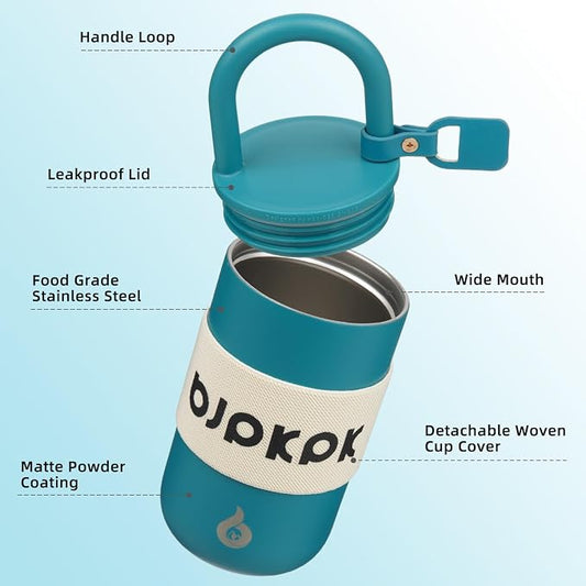BJPKPK 13oz Tumbler With Lid And Handle Insulated Tumblers Cup Stainless Steel Coffee Mug,Laguna