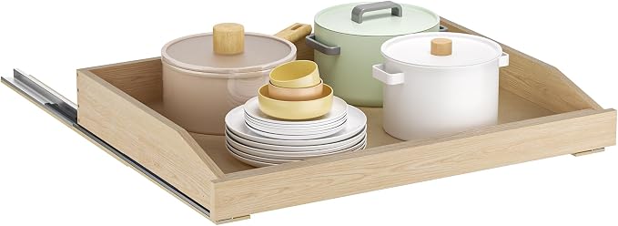 Pull Out Cabinet Organizer 28.5" W x 21" D, Soft Close Slide Out Wood Drawer Shelf for Kitchen Cabinets, Pull Out Cabinet Drawer for Base Cabinet, Pantry and Bathroom Storage, Bottom Mount