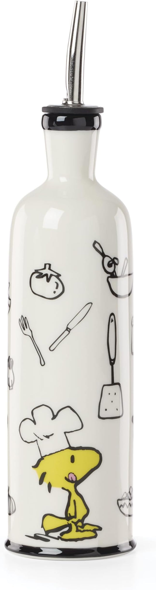 Lenox Home And Kitchen, Chef Snoopy Oil Bottle, Porcelain Material, Kitchen Gadgets, Oil Dispenser Bottle, Table Decor And Accessories, Snoopy Peanut Design, Home (White, 1 Piece, 11 Ounce Capcity)