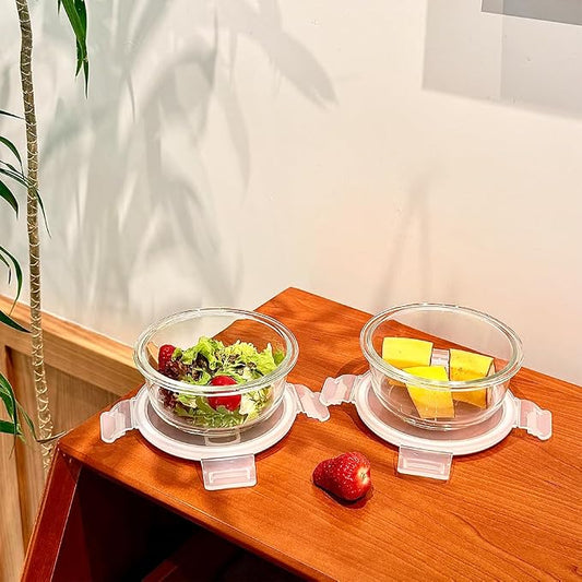 12oz Round Glass Food Containers With Lids, Small Round Glass Meal Prep Containers set,1.5 Cup Small Clear Food Storage Bowls BPA-Free, Microwave, Dishwasher, Freezer Safe(White)