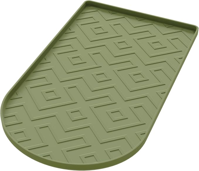 Silicone Coffee Mat,15.8"x 7.8"in Bar Mat for Countertop,Heat-Resistant,Non-Slip,Leak-Proof,Fit for Coffee Maker/Espresso Machine-Green