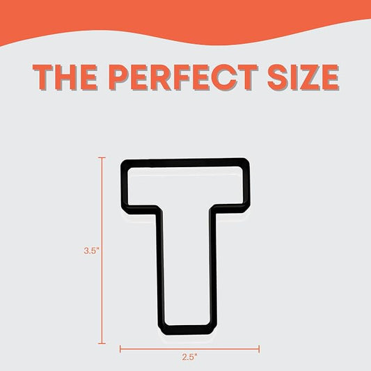 T Capital Block Letter Cookie Cutter with Easy Push Design (3.5 inch)
