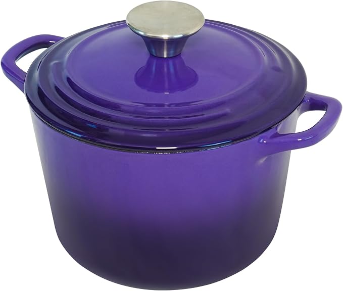 Flavehc Dutch Oven Pot with Lid 2.8 Qt Cast Iron Dutch Oven for Bread Baking, Purple Enameled Cast Iron Soup Pot, Small Deep Dutch Oven for Soup, Stews & Small Family Meals