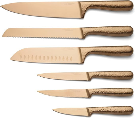 Cambridge Silversmiths Rame Hammered Copper 12-Piece Cutlery Set with Block