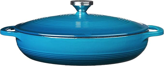 Lodge Essential Enamel Braiser 3.5 Quart - Refrigerator- & Oven-Safe up to 500° F - Heat-Retaining, Induction-Safe & PFAS-Free Enamel Cookware - Cornflower Blue