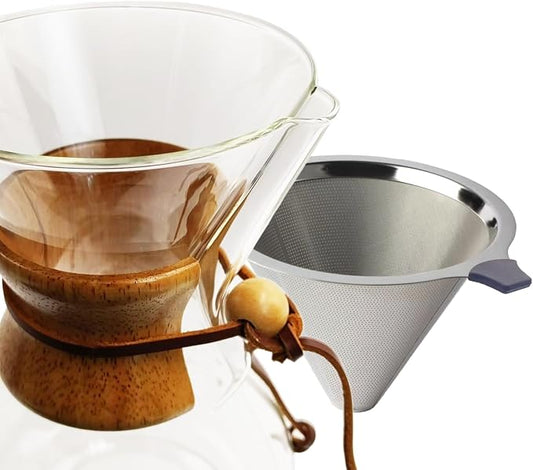 subjectthree Glass Coffee Maker 10 Cup Pour Over Coffee Dripper Set with 304 Stainless Reusable Filter for Camping,Office,Cafes,Home Use(34 Ounce)
