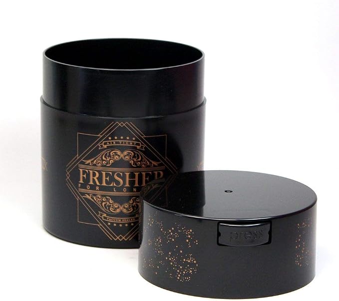 Coffeevac 1/2 LB – Patented Airtight Container | Multi-use Vacuum Container Works as Smell Proof Containers for Ground Coffee and Coffee Bean Containers. Black Gold Logo