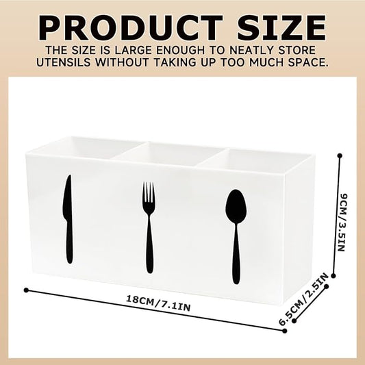 Silverware Organizer Countertop,Acrylic Small Silverware Caddy for Countertop,Knife Fork and Spoon Organizer for Kitchen Storage,Cabinet and Dining Room(White)