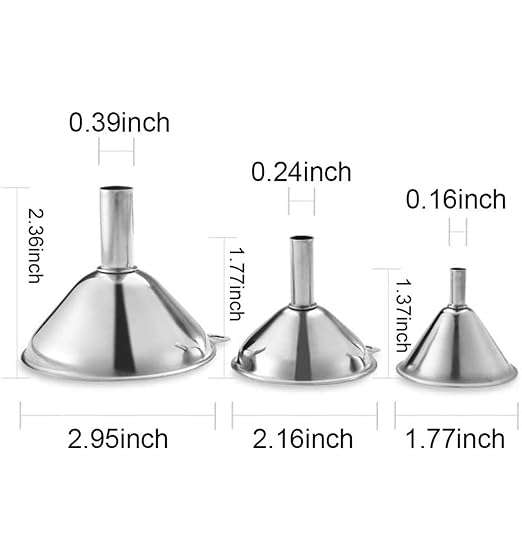 Metal Stainless Steel Funnel, Large Medium Small Funnel Set of 3, Food Grade Mini Kitchen Funnels for Transferring Essential Oils, Liquid, Fluid, Small Funnels for Filling Bottles Flask Cooking